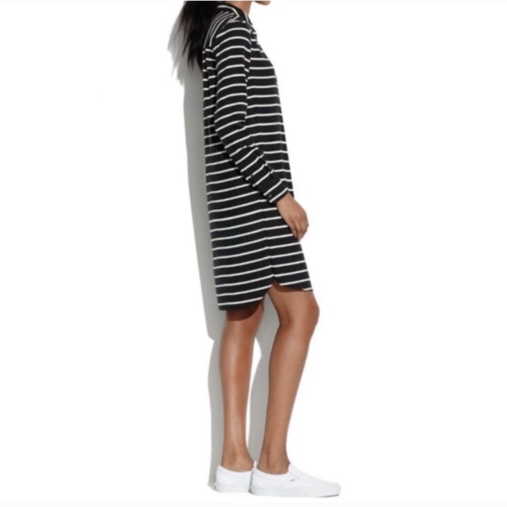 Madewell silk striped long sleeve tunic shirtdress - Picture 2 of 6